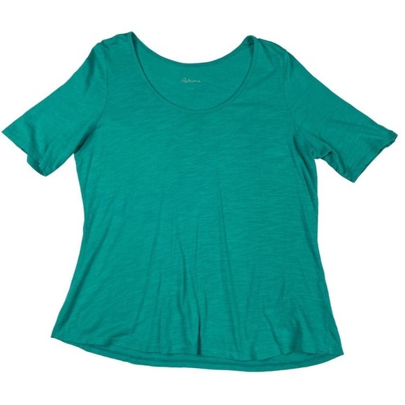 Tops - Reitmans Shirt Womens XL Teal Cotton Solid Short Sleeve Scoop Neck Pullover